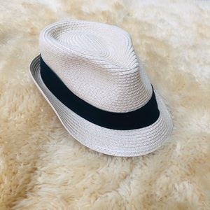 Straw tan black strap women's fedora summer hat